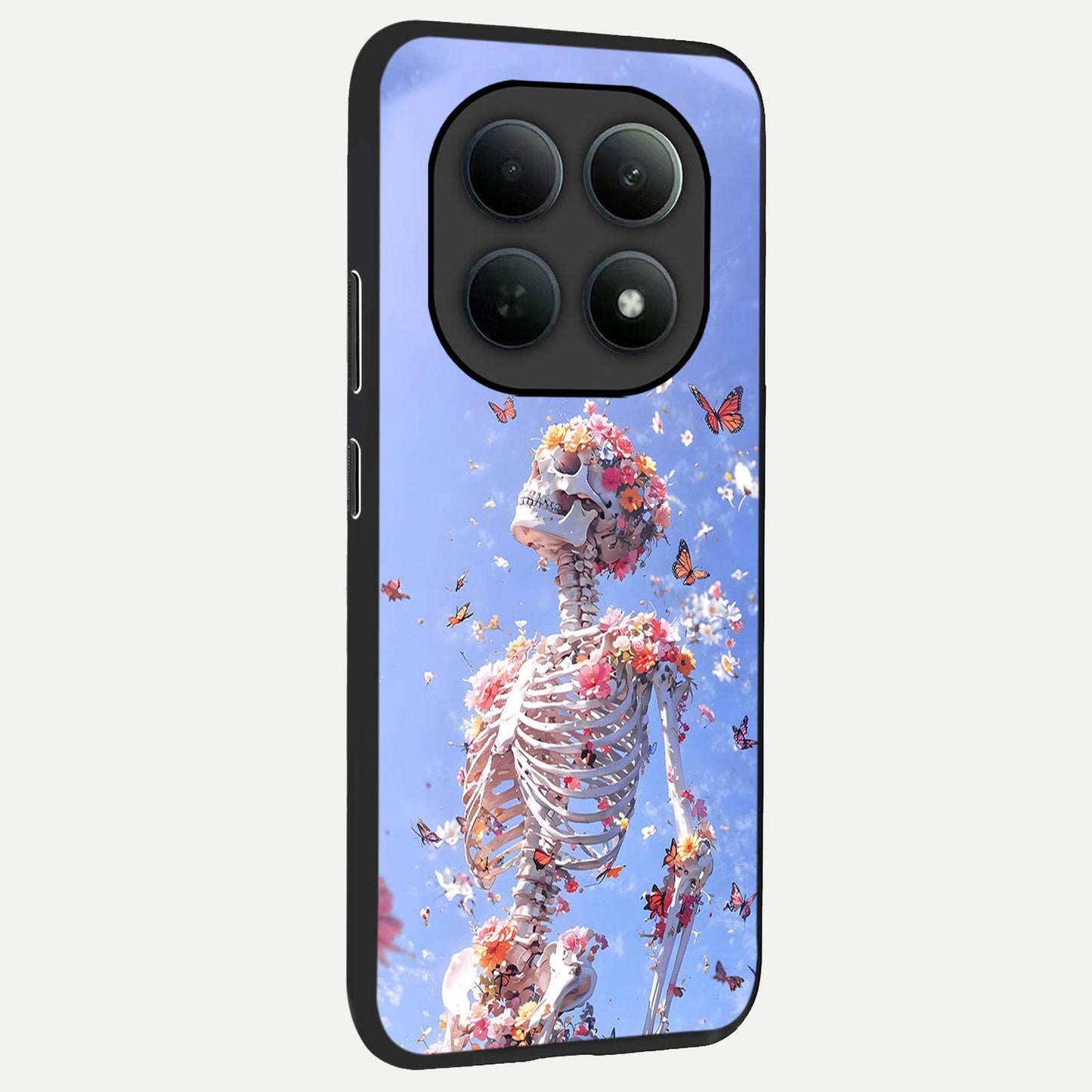  Bloom Beyond Bones back cover For Poco M8 slim fit glass case with vibrant aesthetic design