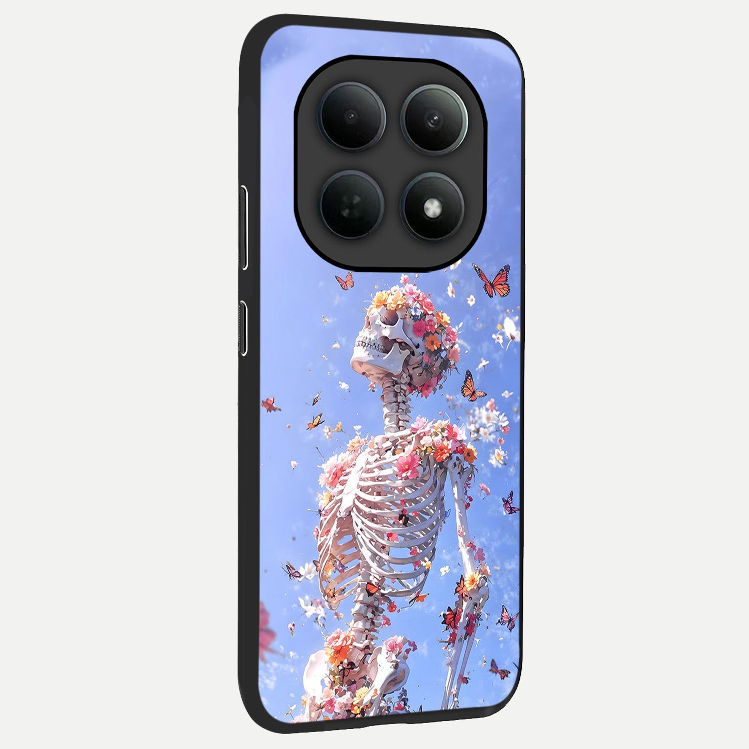  Bloom Beyond Bones back cover For Poco M8 slim fit glass case with vibrant aesthetic design