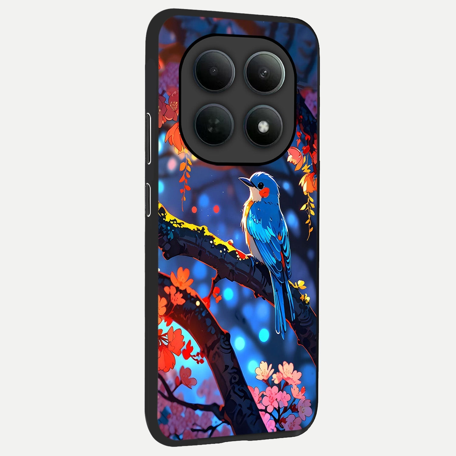  Blooming Water Drift back cover For Poco M8 slim fit glass case with vibrant aesthetic design
