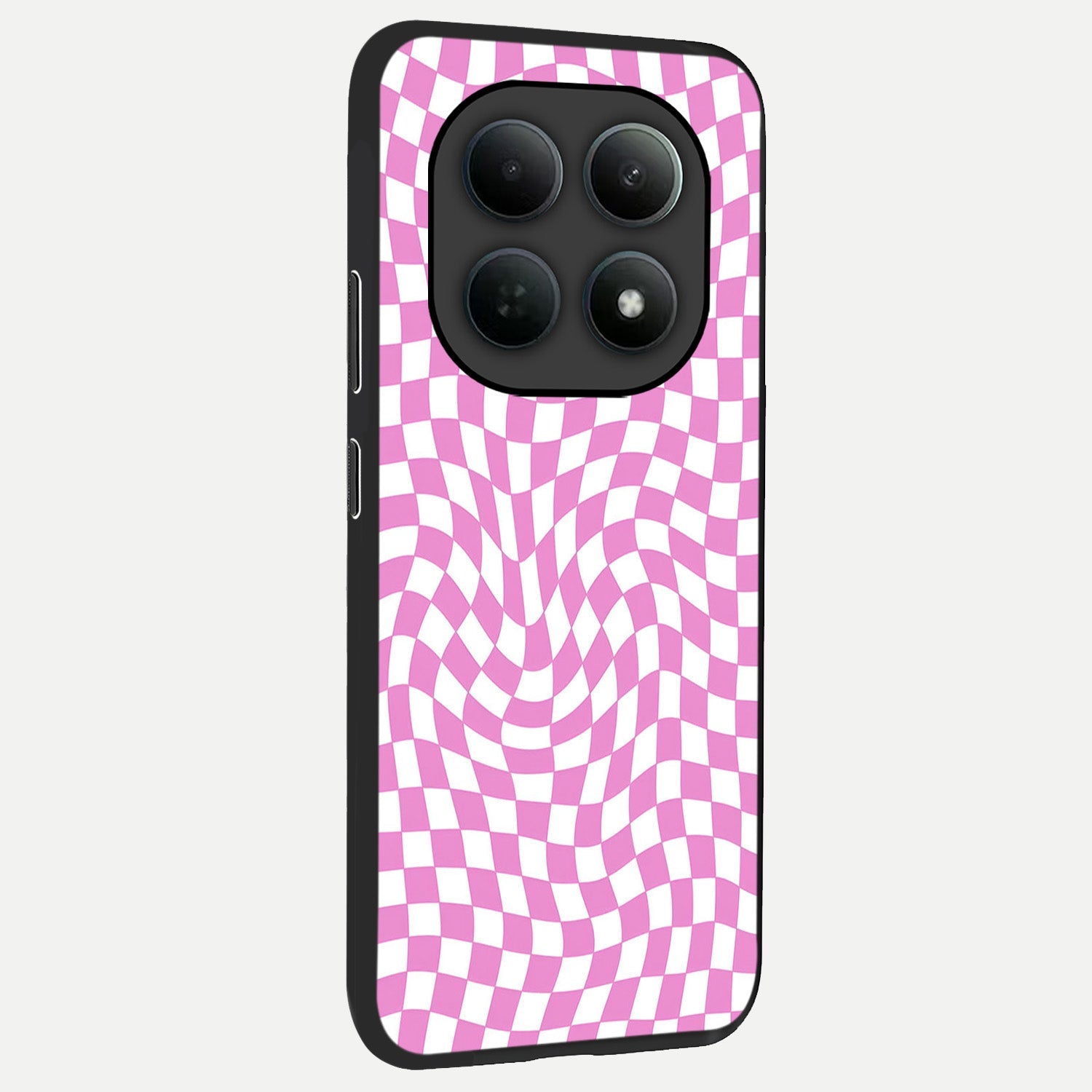  Bubblegum Check Wave back cover For Poco M8 slim fit glass case with vibrant aesthetic design