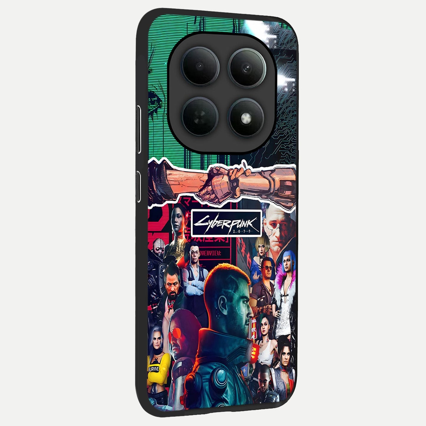  CYBERPUNK Legacy back cover For Poco M8 slim fit glass case with vibrant aesthetic design