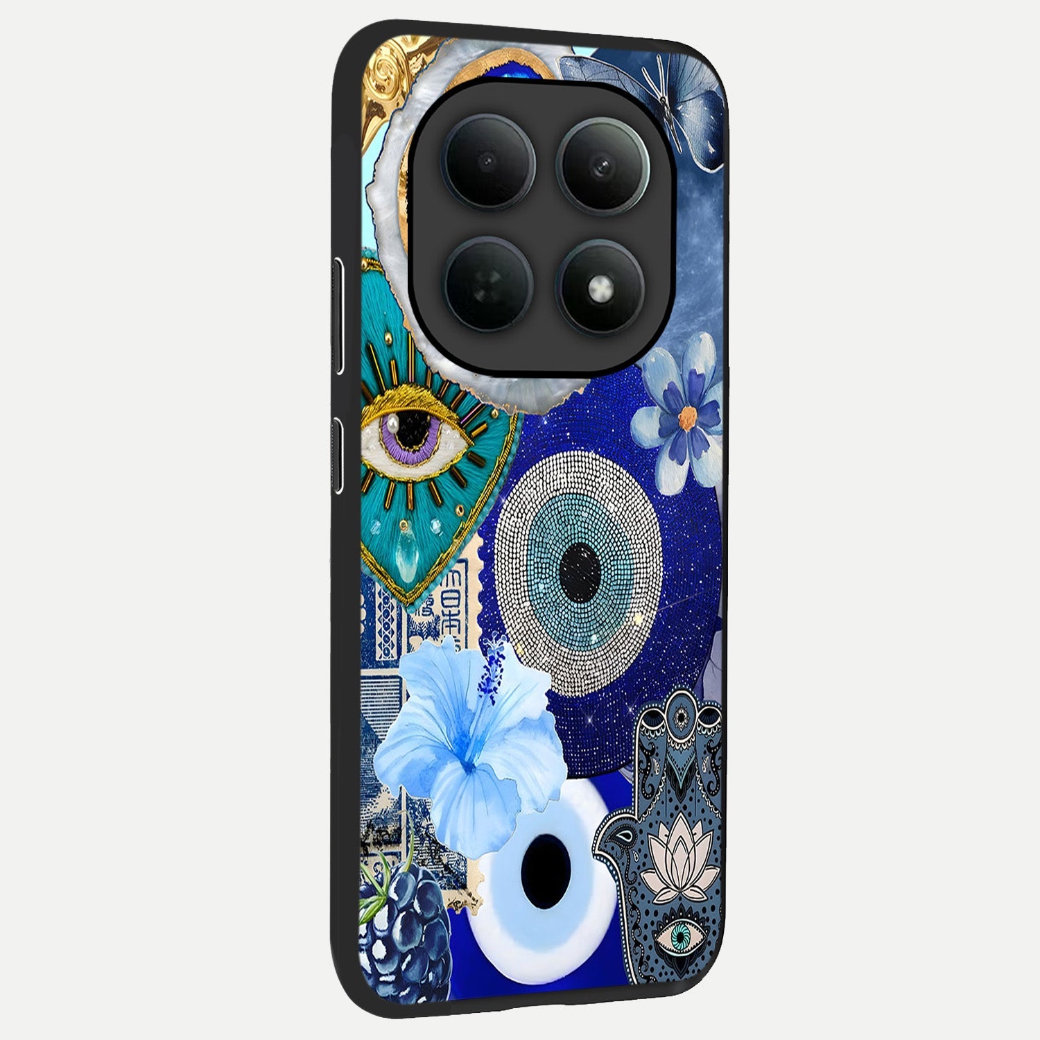 Celestial Blue Vision back cover For Poco M8 slim fit glass case with vibrant aesthetic design