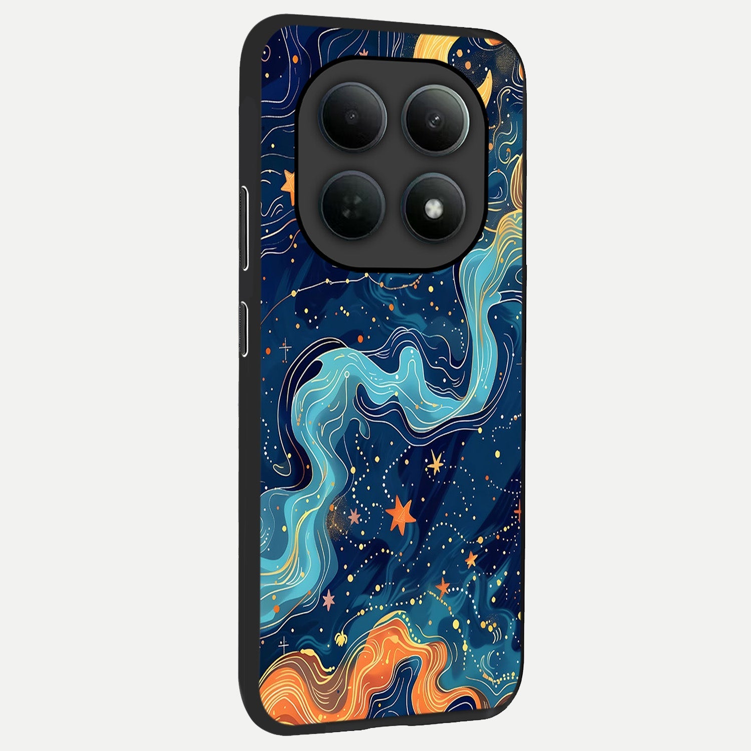  Celestial Dream Flow back cover For Poco M8 slim fit glass case with vibrant aesthetic design