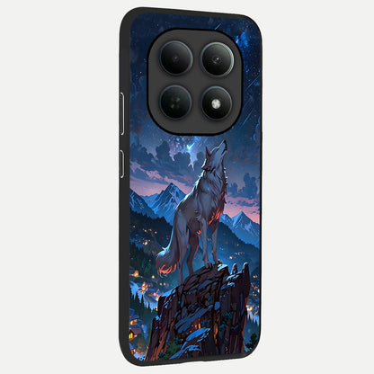  Celestial Wolf Howl back cover For Poco M8 slim fit glass case with vibrant aesthetic design