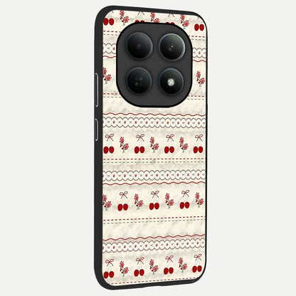  Cherry Bloom Charm back cover For Poco M8 slim fit glass case with vibrant aesthetic design