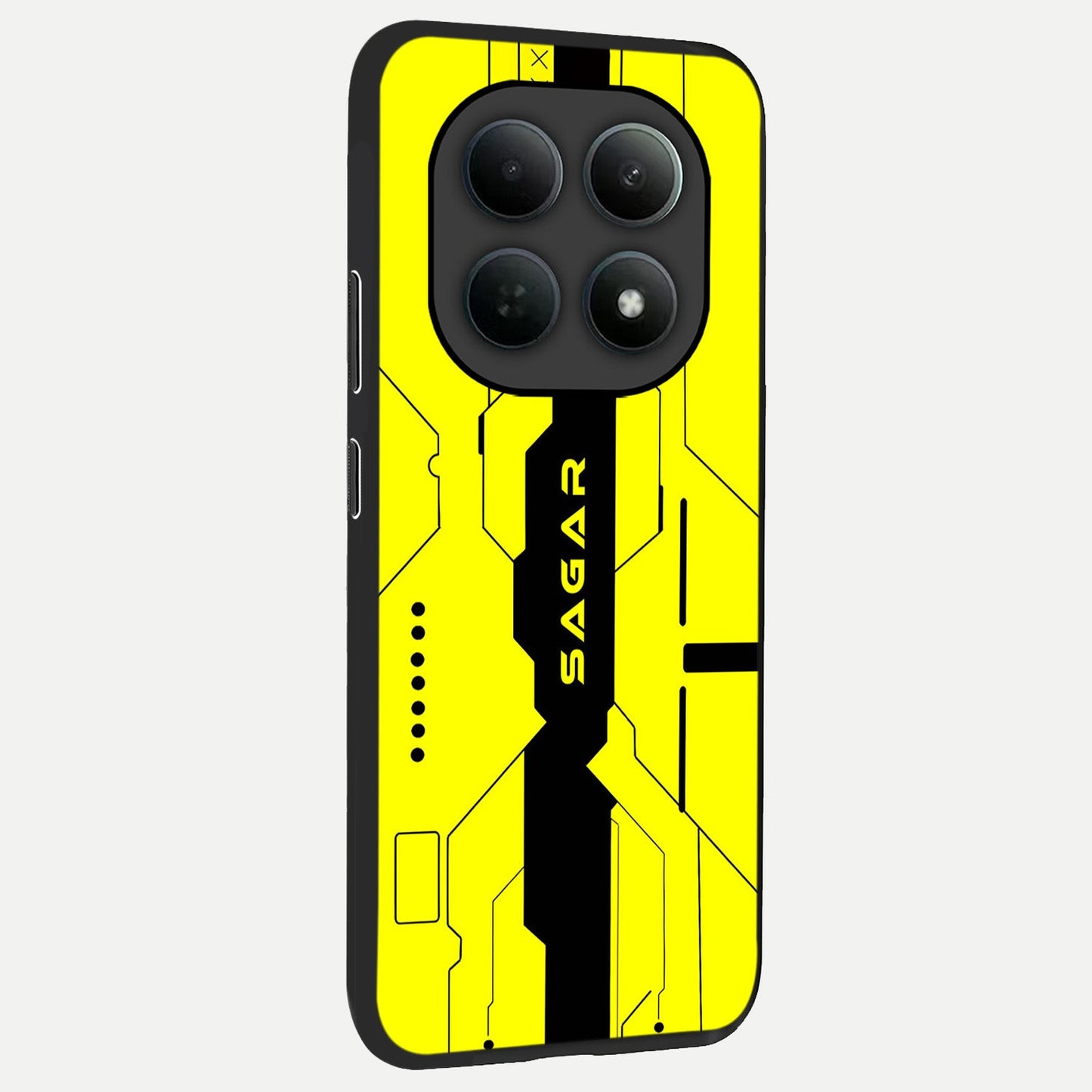  Circuit CYBERPUNK Custom Name back cover For Poco M8 slim fit glass case with vibrant aesthetic design