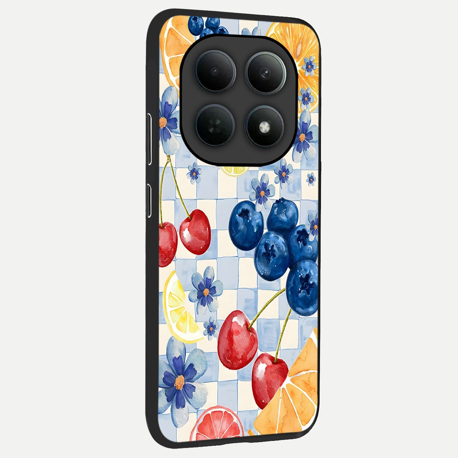  Citrus Bloom Joy back cover For Poco M8 slim fit glass case with vibrant aesthetic design