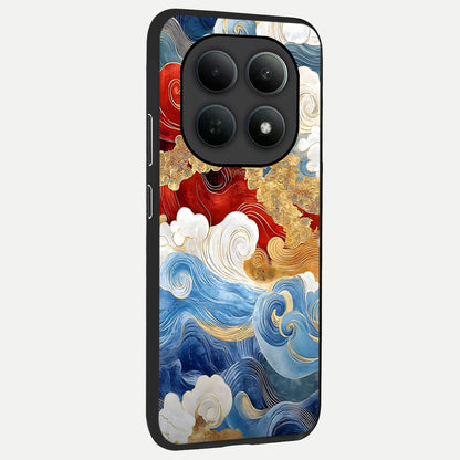  Colored Waves back cover For Poco M8 slim fit glass case with vibrant aesthetic design
