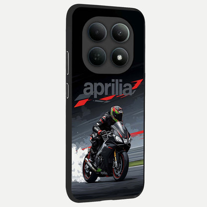  Dark Aprilla back cover For Poco M8 slim fit glass case with vibrant aesthetic design