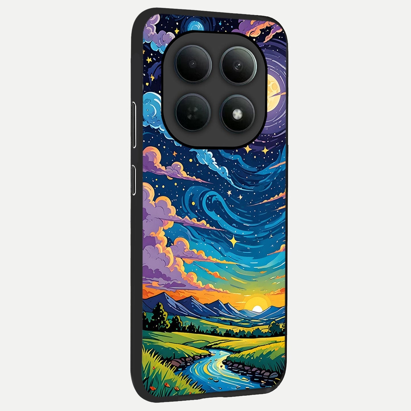  Dreamy Night Landscape back cover For Poco M8 slim fit glass case with vibrant aesthetic design
