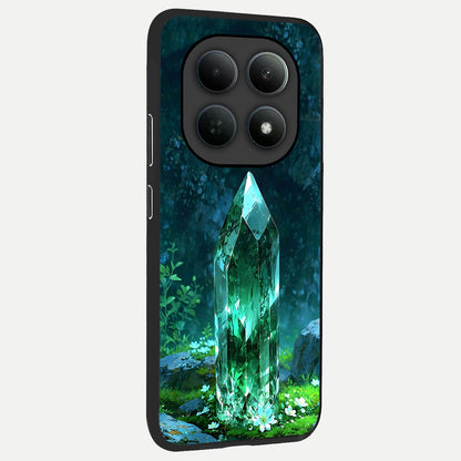  Emerald Light Crystal back cover For Poco M8 slim fit glass case with vibrant aesthetic design