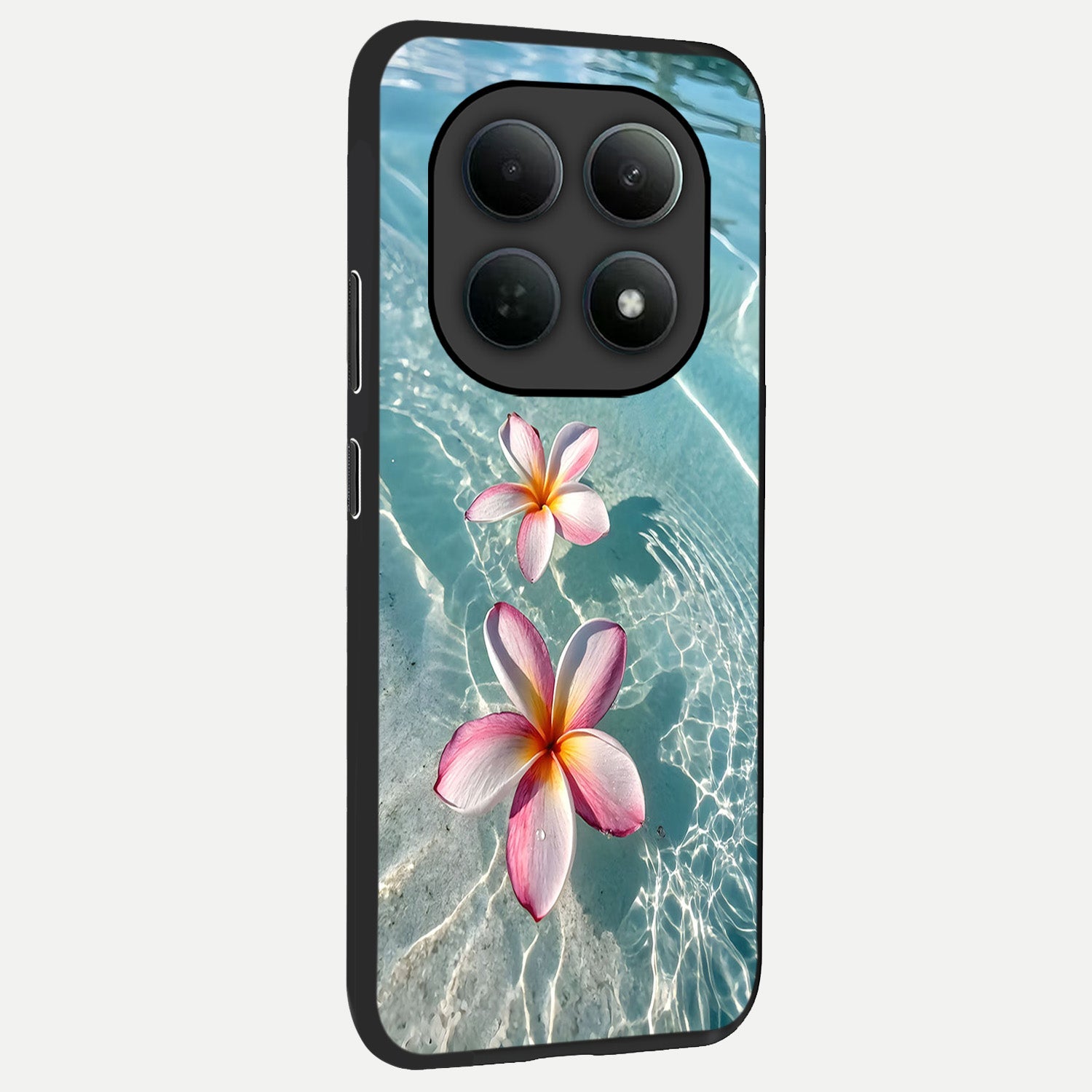  Floating Bloom Bliss back cover For Poco M8 slim fit glass case with vibrant aesthetic design