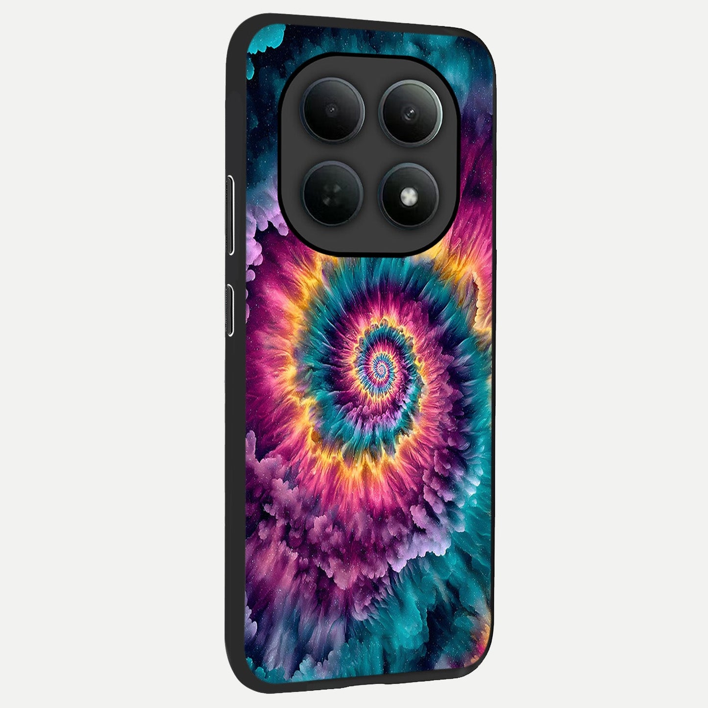  Galactic Spiral Burst back cover For Poco M8 slim fit glass case with vibrant aesthetic design
