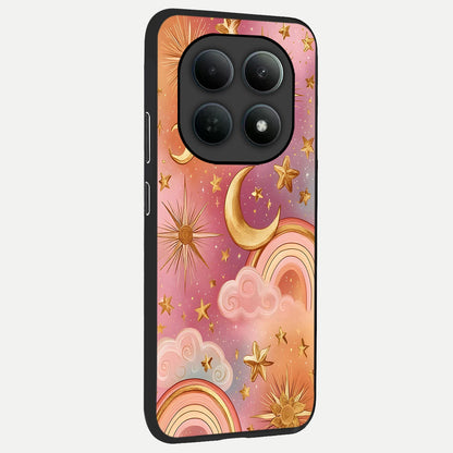  Golden Celestial Dreams back cover For Poco M8 slim fit glass case with vibrant aesthetic design