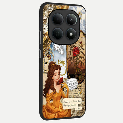  Golden Dream Belle back cover For Poco M8 slim fit glass case with vibrant aesthetic design