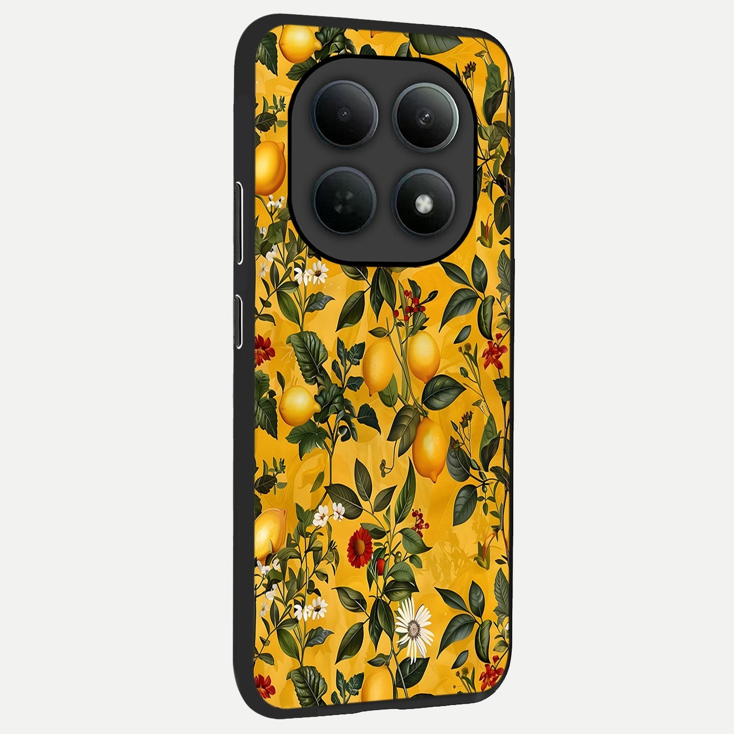  Golden Lemon Field back cover For Poco M8 slim fit glass case with vibrant aesthetic design