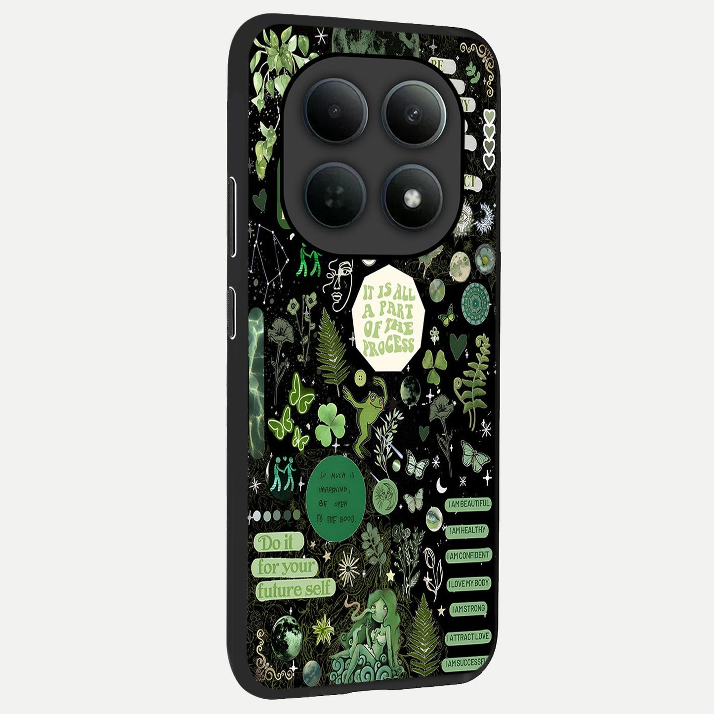  Green Mandala Pattern back cover For Poco M8 slim fit glass case with vibrant aesthetic design