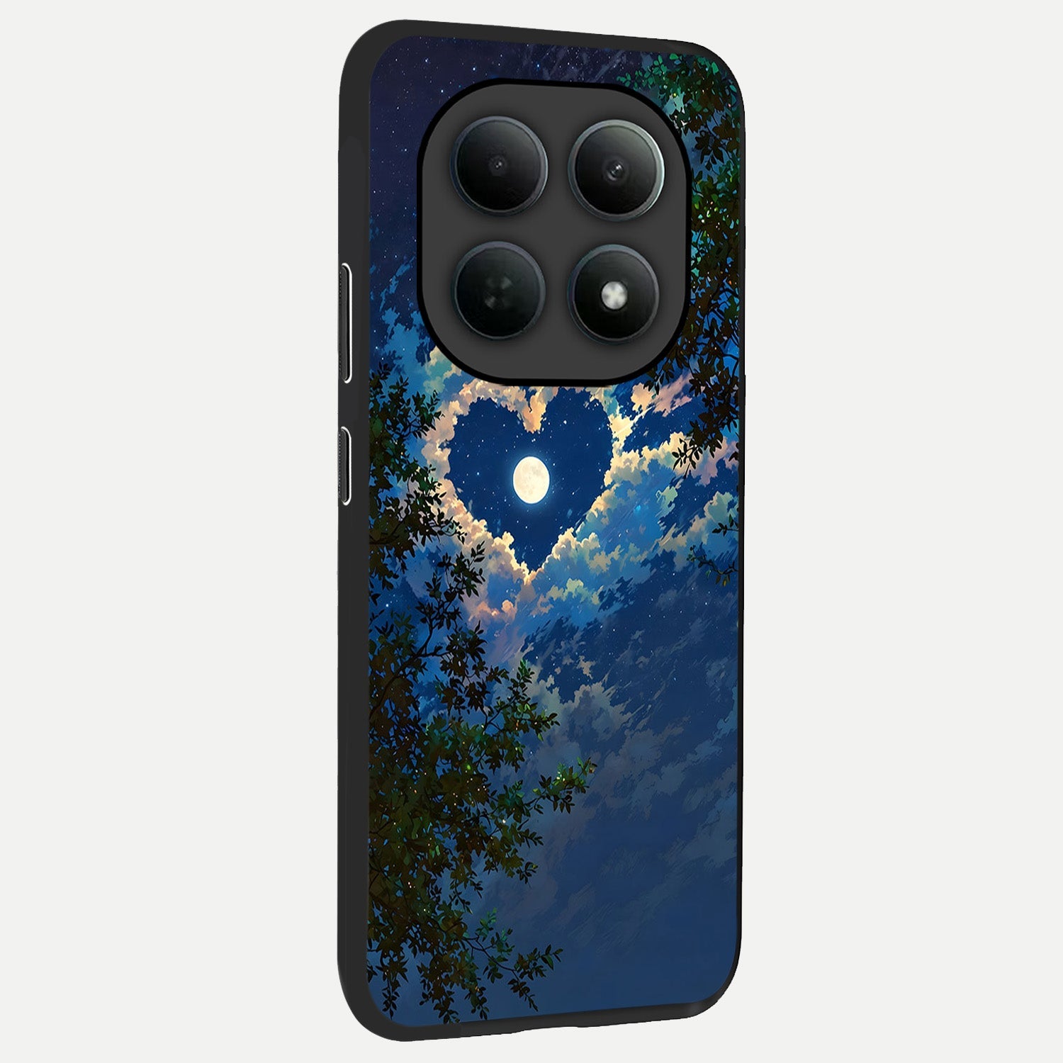  Heart With Moon Sky back cover For Poco M8 slim fit glass case with vibrant aesthetic design