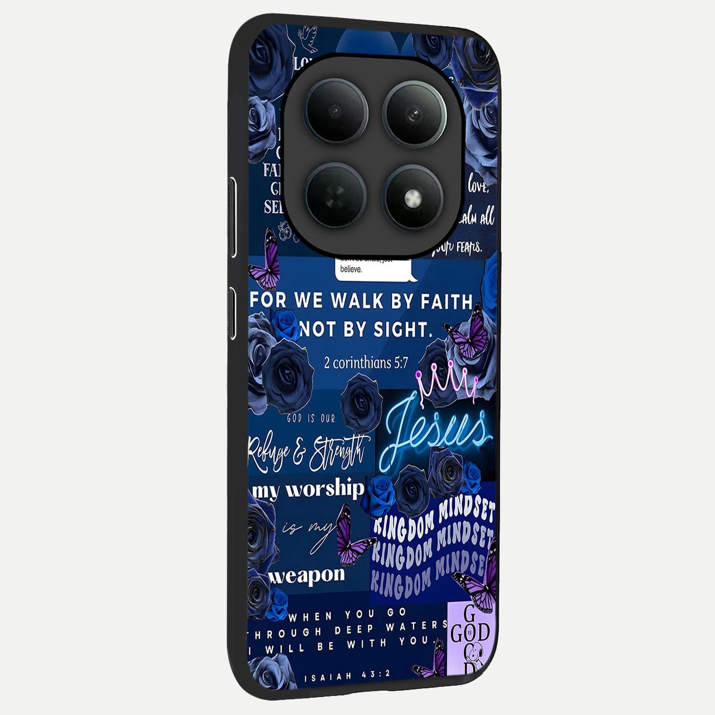  Kingdom Faith Glow back cover For Poco M8 slim fit glass case with vibrant aesthetic design
