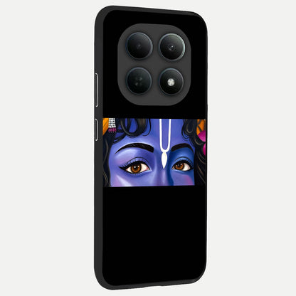  Krishna Eye back cover For Poco M8 slim fit glass case with vibrant aesthetic design