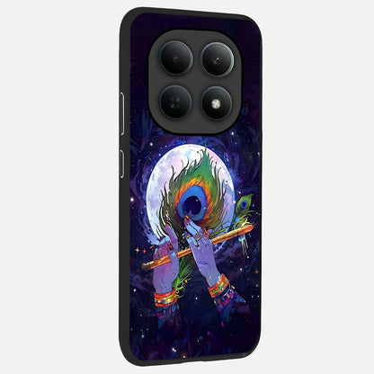  Krishna Hands Art back cover For Poco M8 slim fit glass case with vibrant aesthetic design