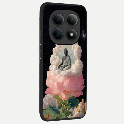  Lotus Divine Peace back cover For Poco M8 slim fit glass case with vibrant aesthetic design