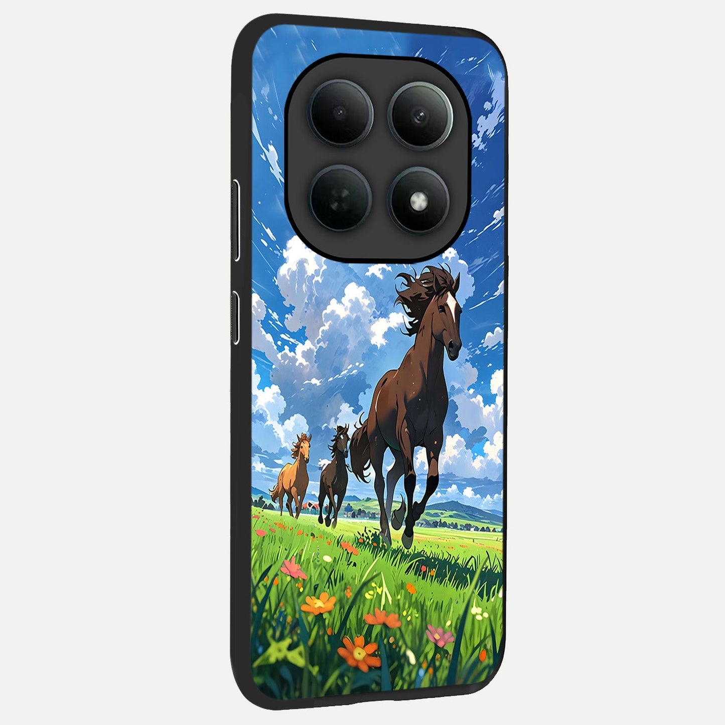  Majestic Horses Galloping back cover For Poco M8 slim fit glass case with vibrant aesthetic design