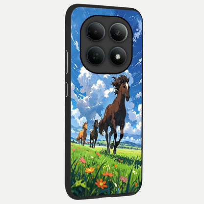  Majestic Horses Galloping back cover For Poco M8 slim fit glass case with vibrant aesthetic design