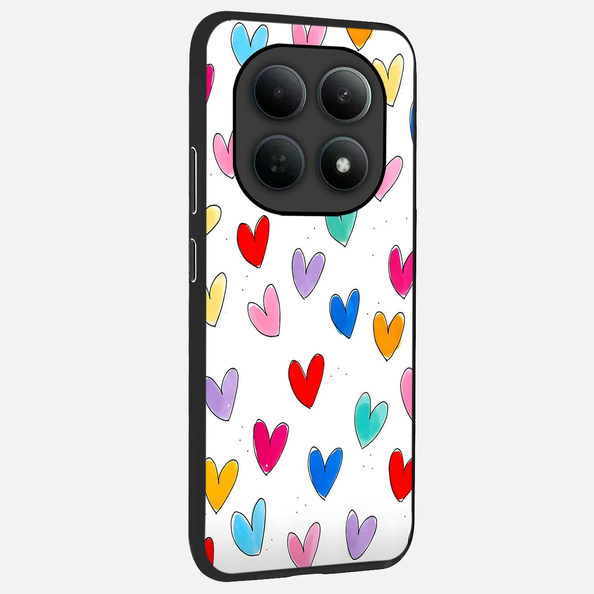  Playful Love Doodles back cover For Poco M8 slim fit glass case with vibrant aesthetic design