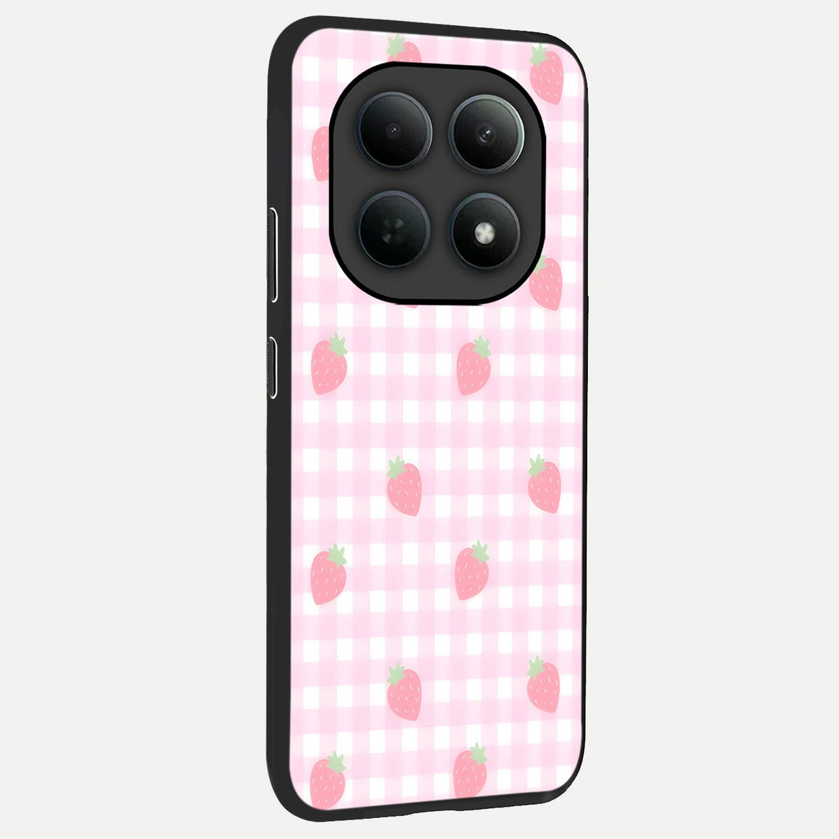  Strawberry Picnic Love back cover For Poco M8 slim fit glass case with vibrant aesthetic design