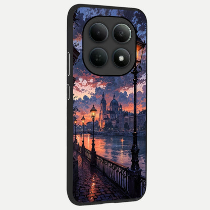  Twilight River Lights back cover For Poco M8 slim fit glass case with vibrant aesthetic design