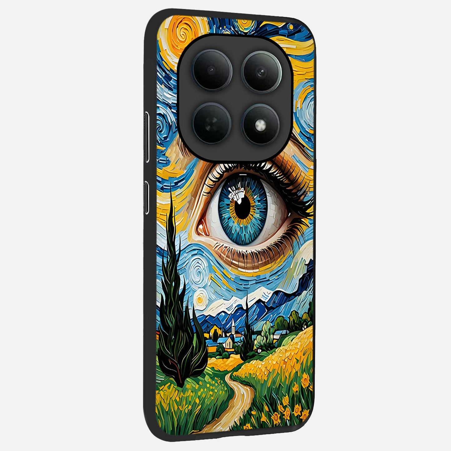  Van Gogh Eye back cover For Poco M8 slim fit glass case with vibrant aesthetic design