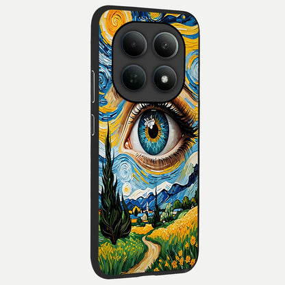  Van Gogh Eye back cover For Poco M8 slim fit glass case with vibrant aesthetic design