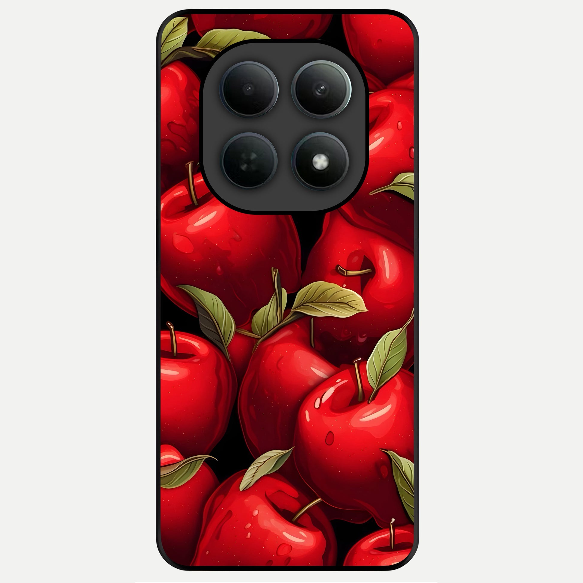  Apple Pattern Glass Case For Poco M8 Pro back cover – full design glossy printed glass finish
