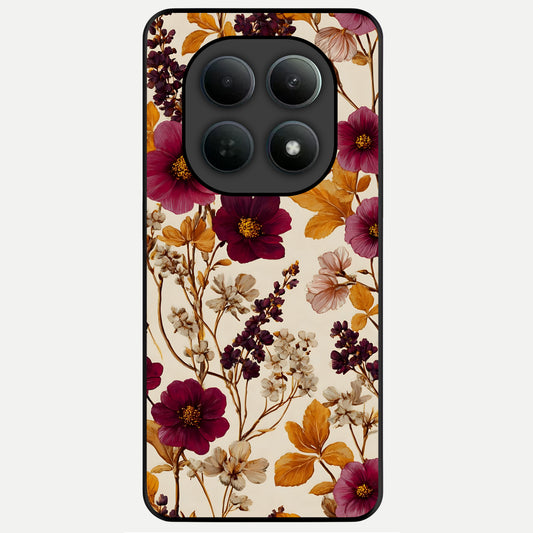  Autumn Wine Bloom Glass Case For Poco M8 Pro back cover – full design glossy printed glass finish