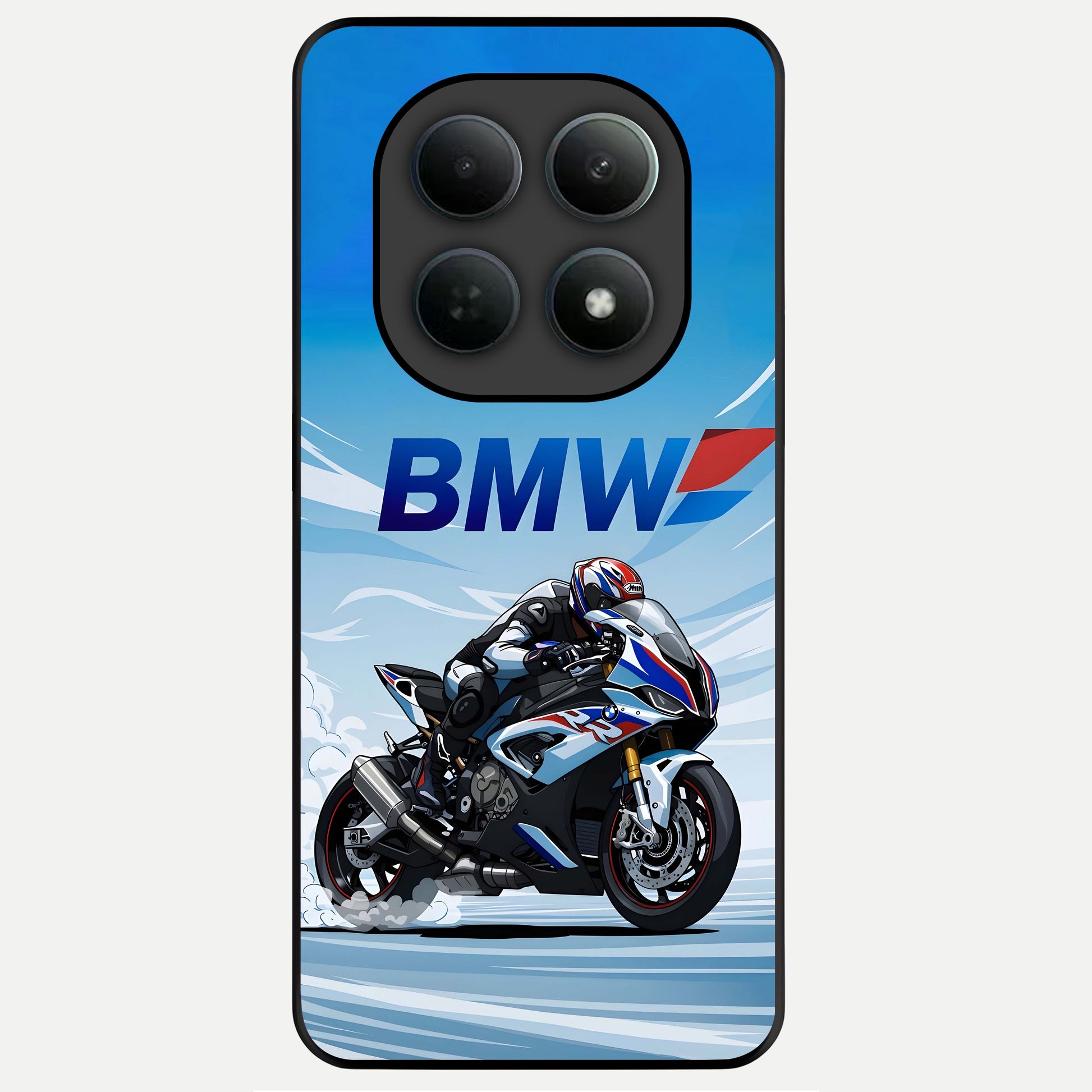  BMW Power Drift Glass Case For Poco M8 Pro back cover – full design glossy printed glass finish