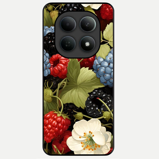  Berry Bloom Charm Glass Case For Poco M8 Pro back cover – full design glossy printed glass finish