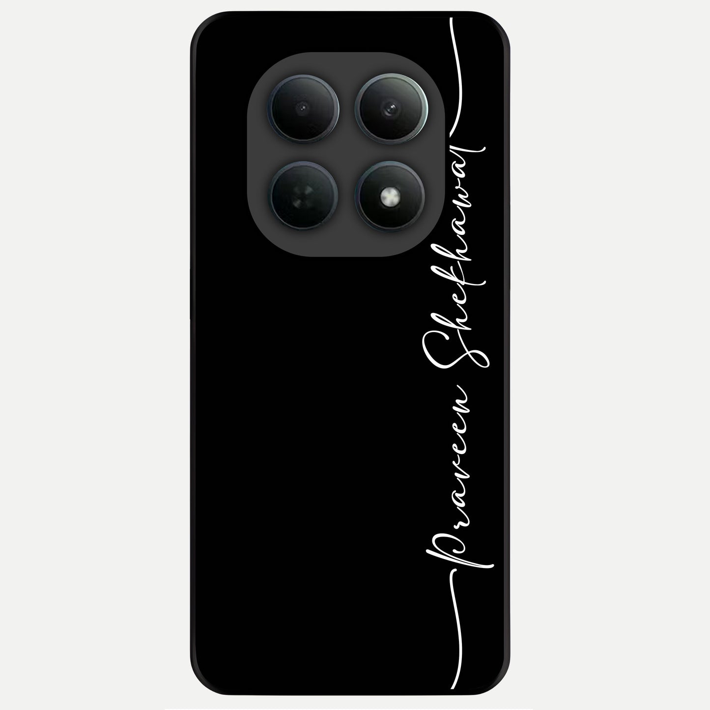  Black Tune Custom Name Glass Case For Poco M8 Pro back cover – full design glossy printed glass finish