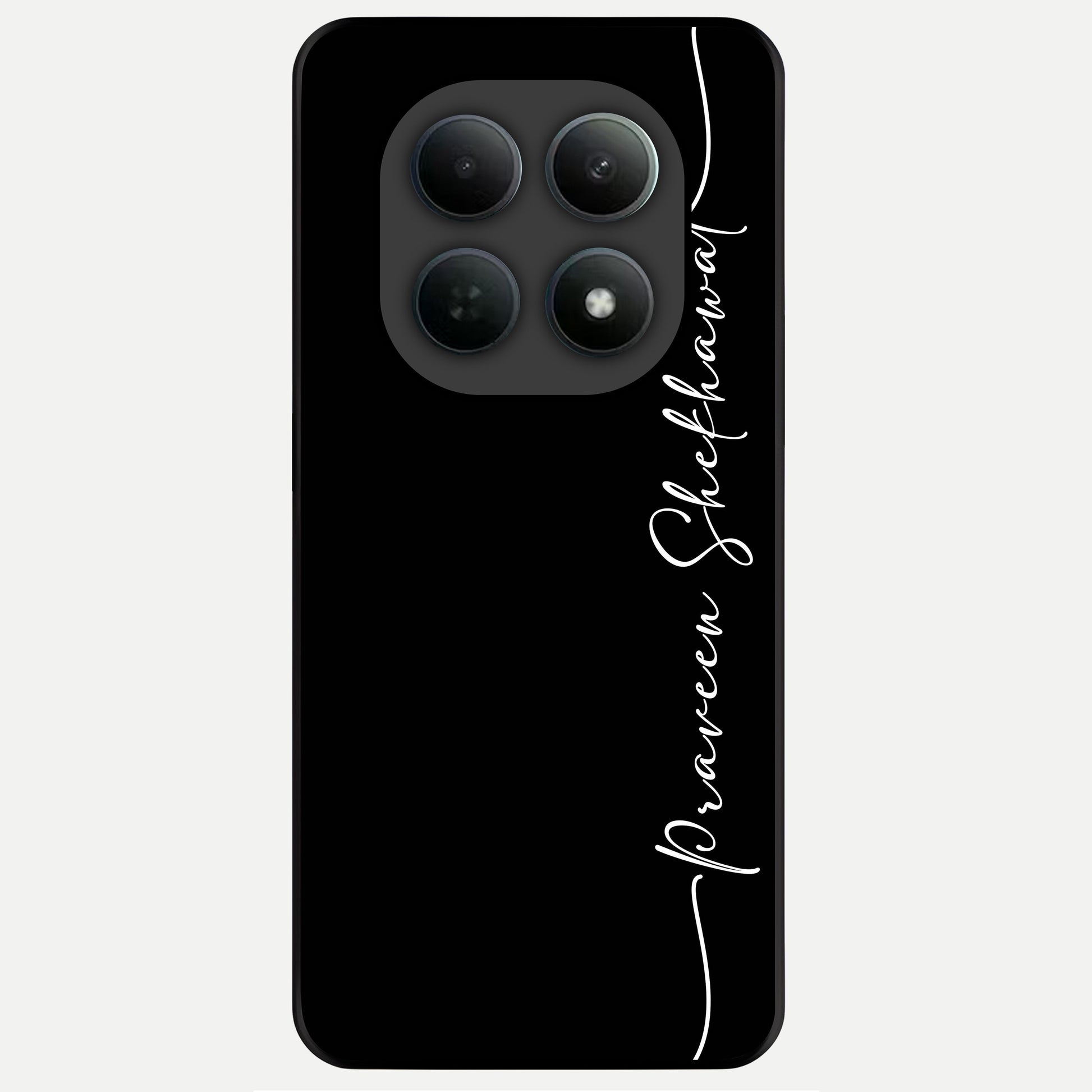  Black Tune Custom Name Glass Case For Poco M8 Pro back cover – full design glossy printed glass finish