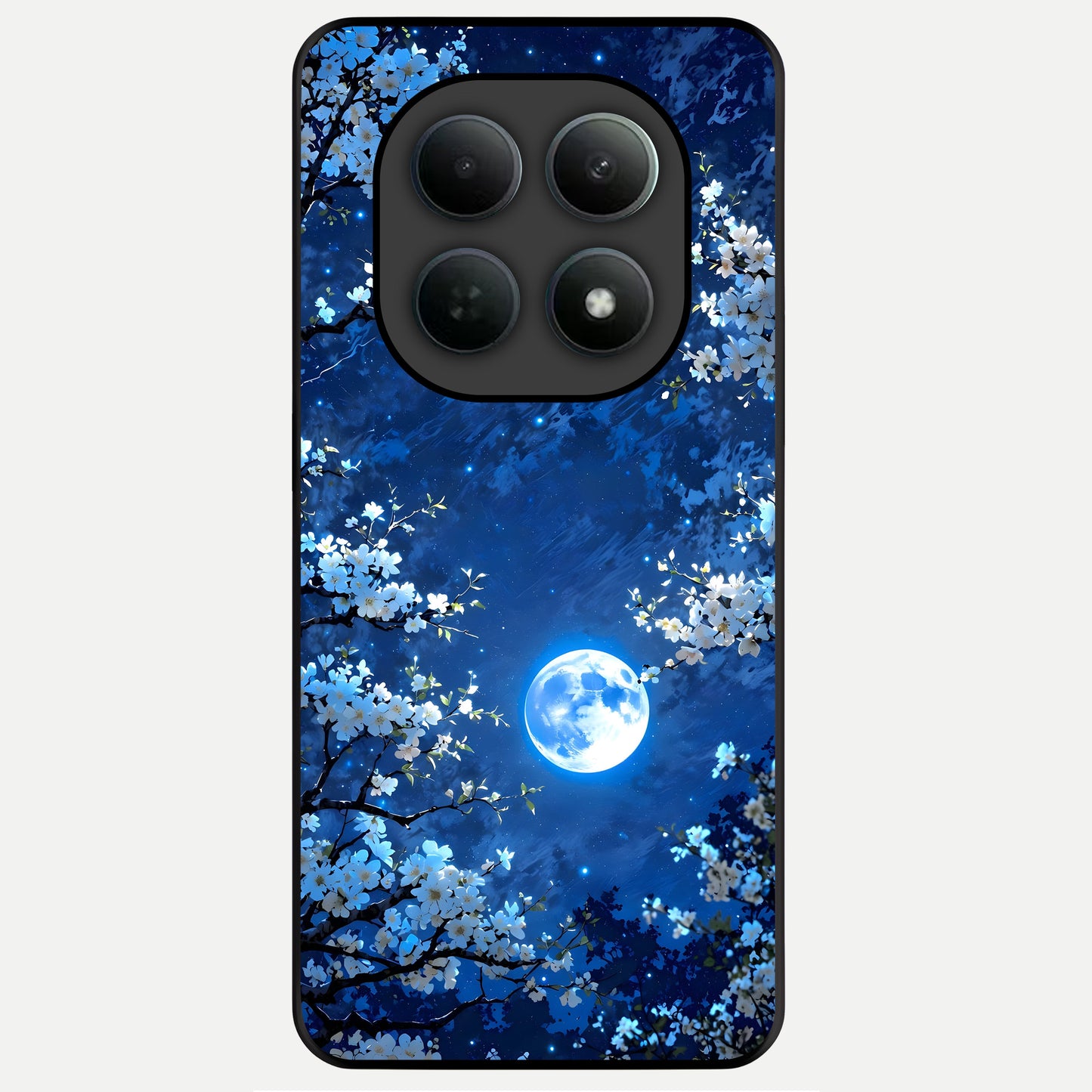  Blossom Moonlight Sky Glass Case For Poco M8 Pro back cover – full design glossy printed glass finish