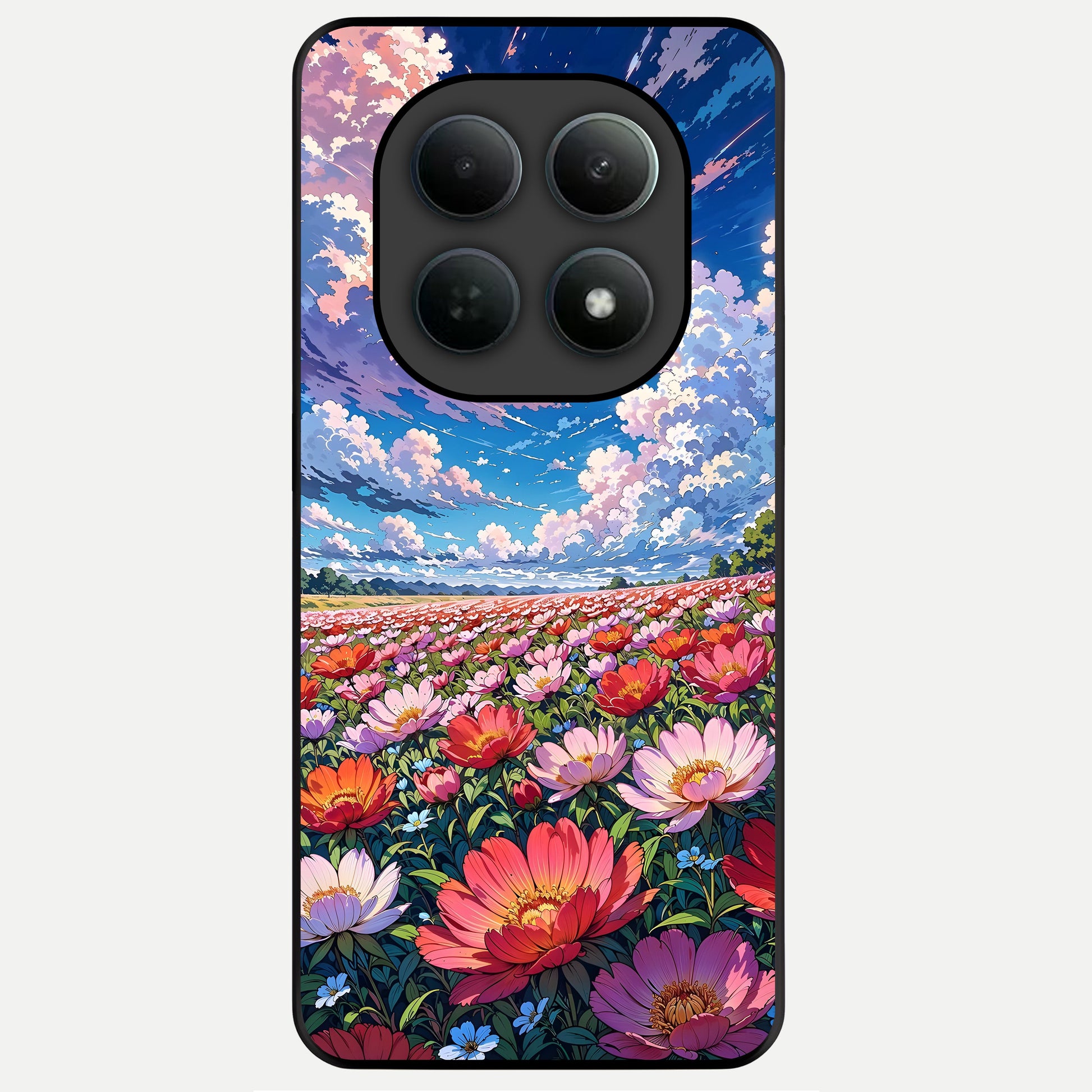  Blossom Sky Field Glass Case For Poco M8 Pro back cover – full design glossy printed glass finish