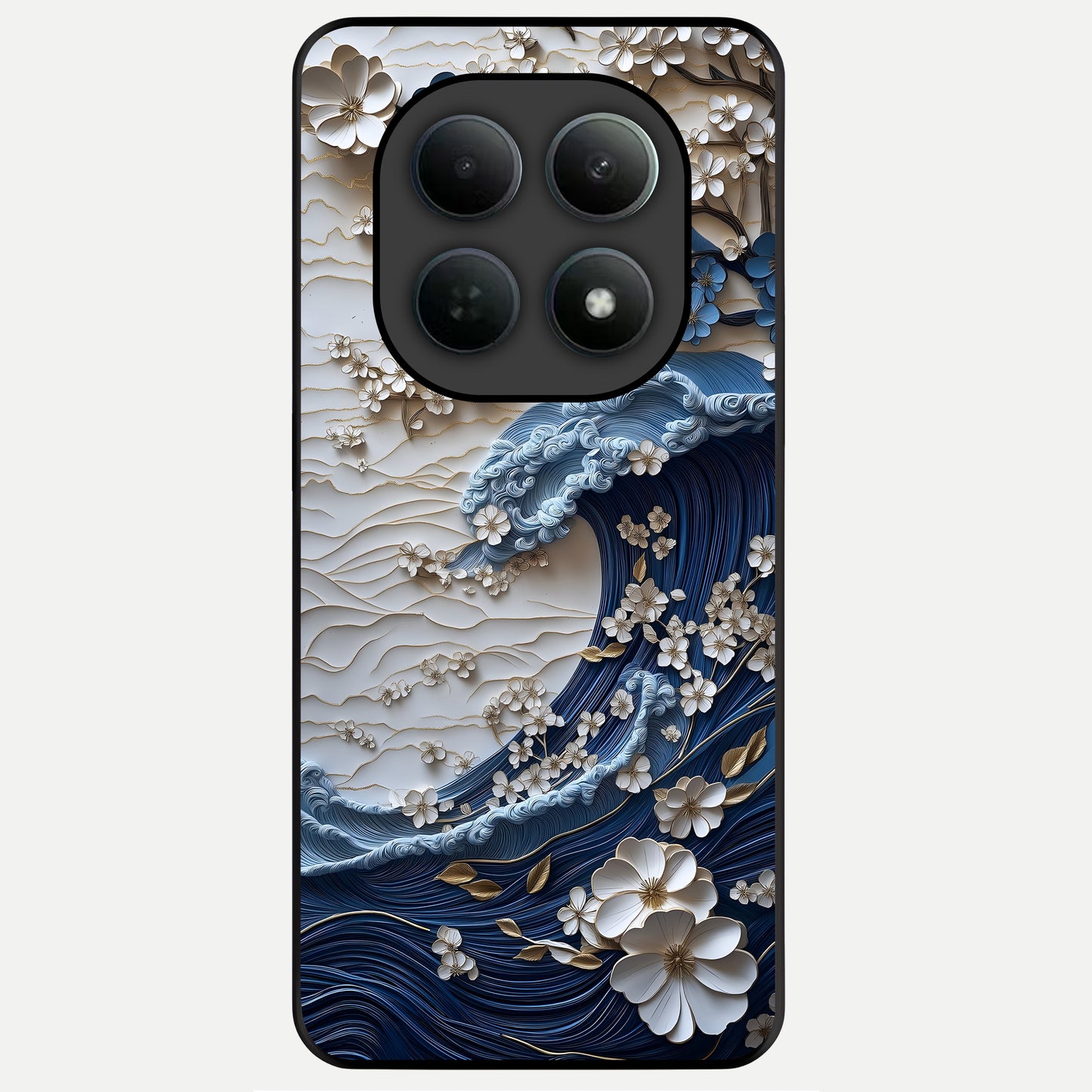  Blossom Wave Art Glass Case For Poco M8 Pro back cover – full design glossy printed glass finish