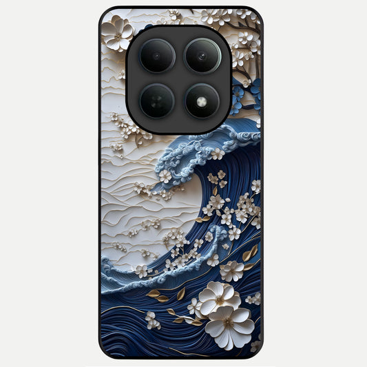  Blossom Wave Art Glass Case For Poco M8 Pro back cover – full design glossy printed glass finish