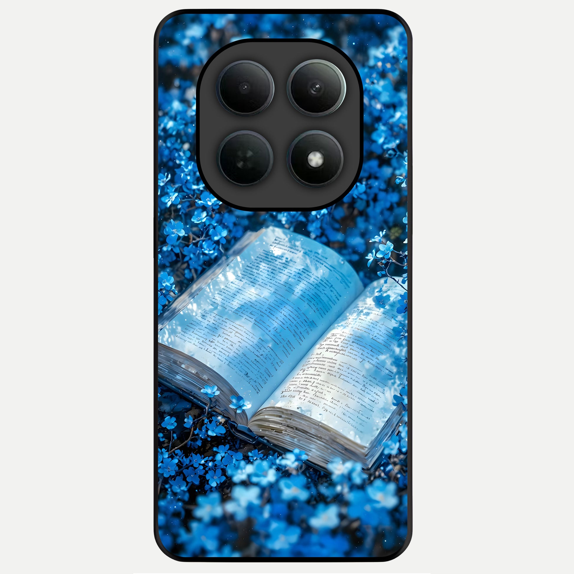  Blue Bloom Tales Glass Case For Poco M8 Pro back cover – full design glossy printed glass finish