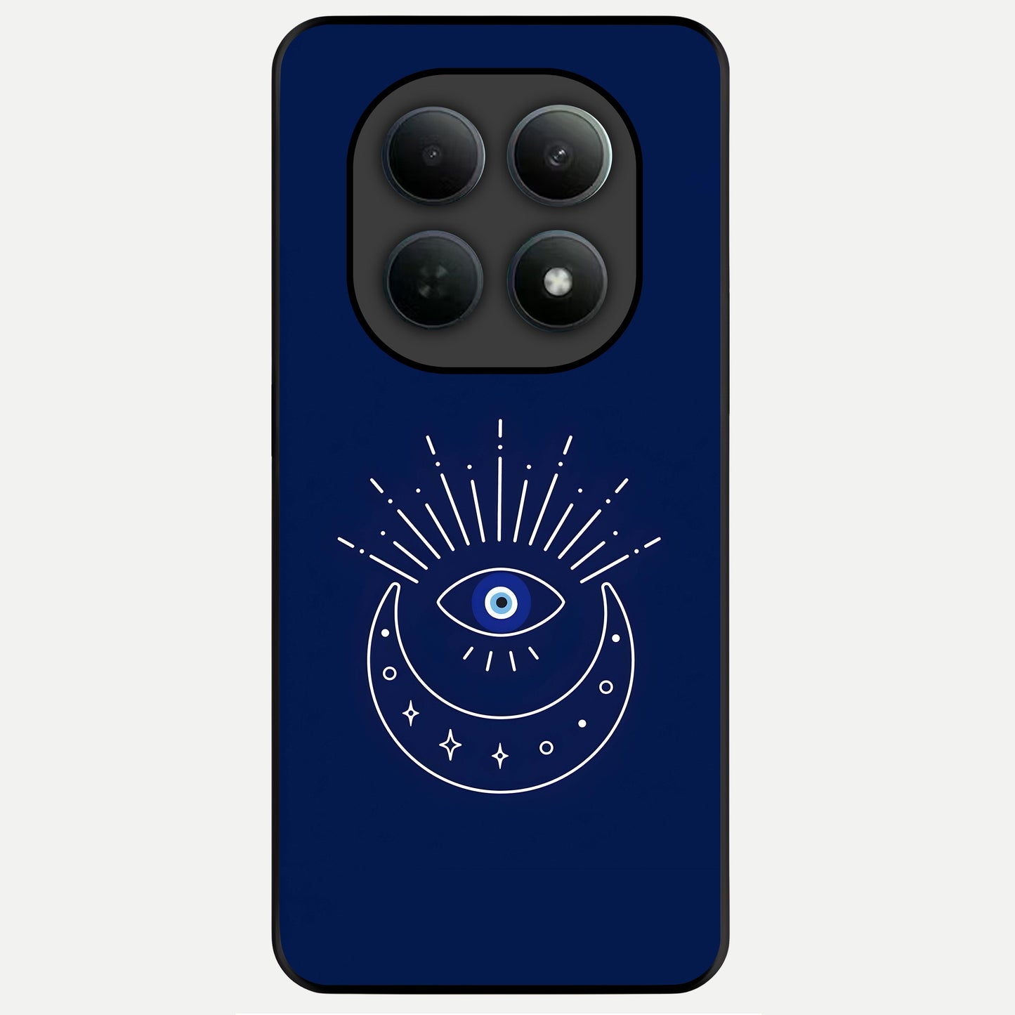  Blue Evil Eye Glass Case For Poco M8 Pro back cover – full design glossy printed glass finish