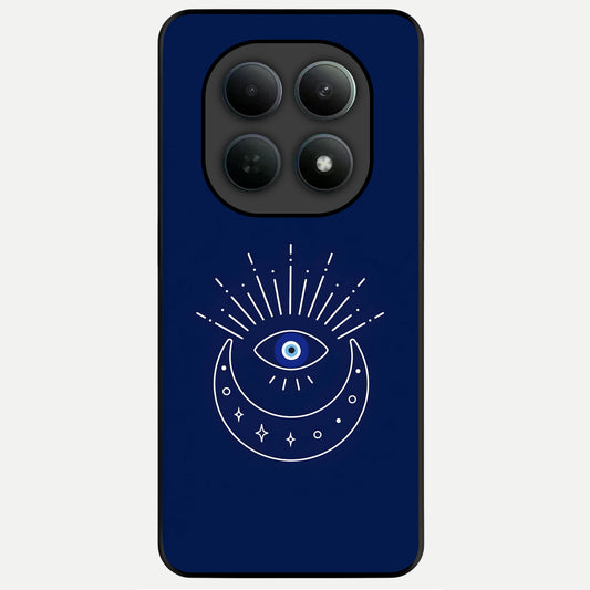  Blue Evil Eye Glass Case For Poco M8 Pro back cover – full design glossy printed glass finish