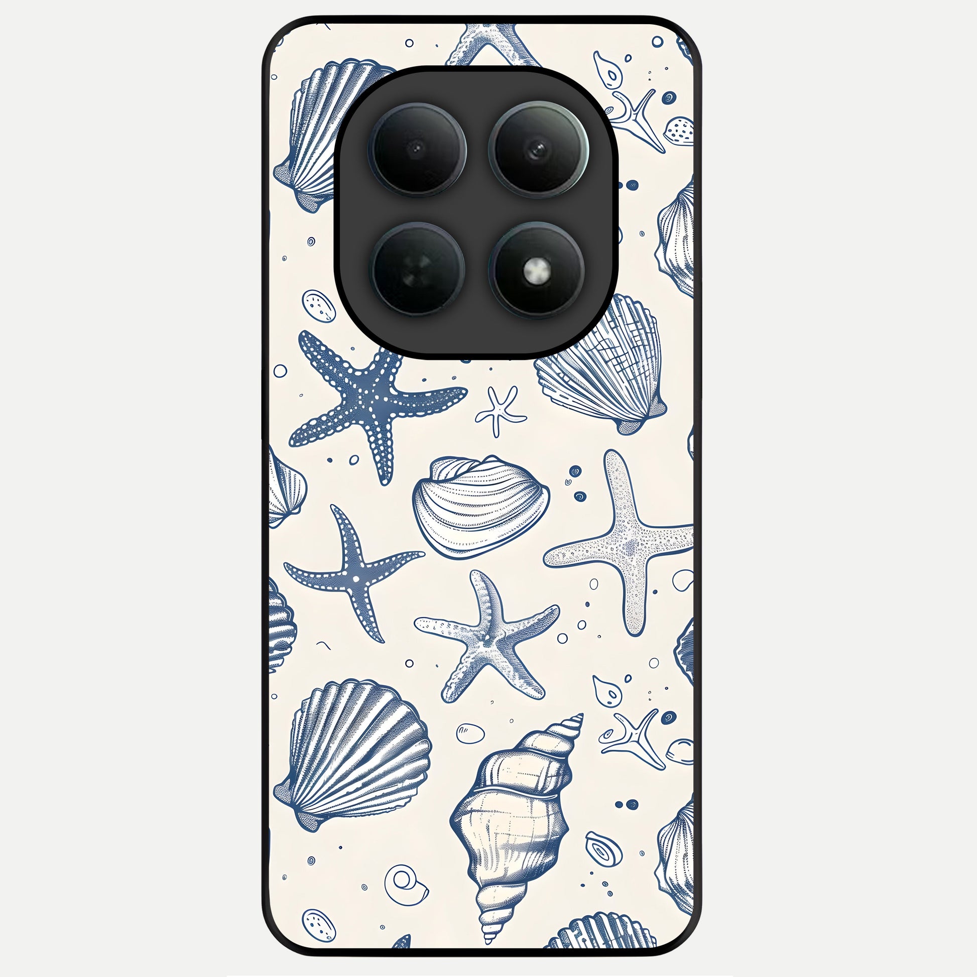  Blue Ocean Outline Glass Case For Poco M8 Pro back cover – full design glossy printed glass finish