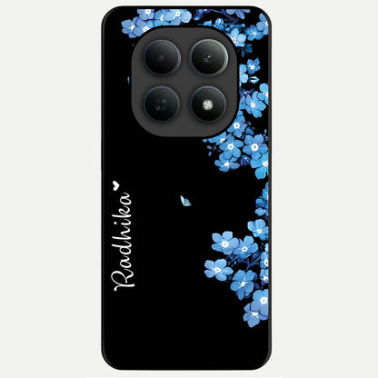  Blue Petal Dream Custom Name Glass Case For Poco M8 Pro back cover – full design glossy printed glass finish