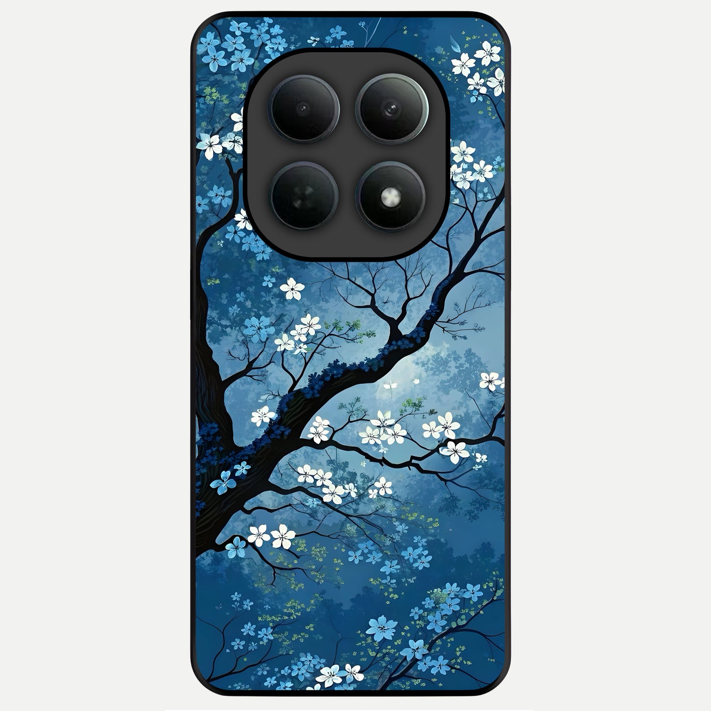  Blue Tree Serenity Glass Case For Poco M8 Pro back cover – full design glossy printed glass finish