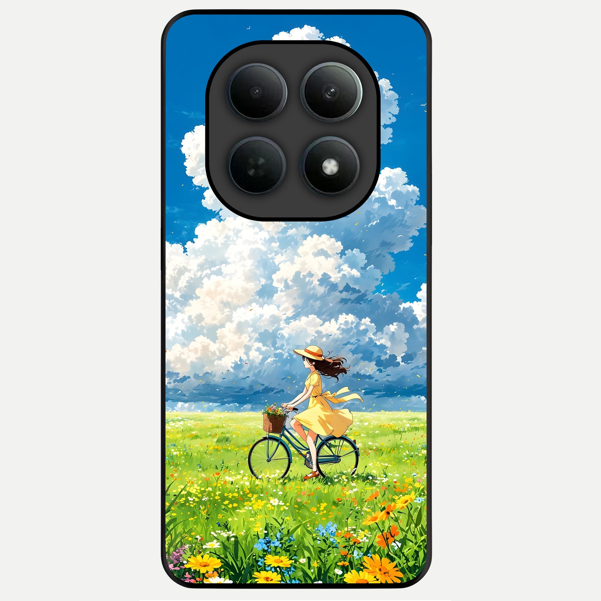  Breezy Meadow Ride Glass Case For Poco M8 Pro back cover – full design glossy printed glass finish